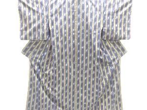 縞に抽象模様織り出し手織り紬着物